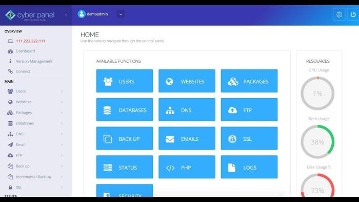 Cloud control panel server