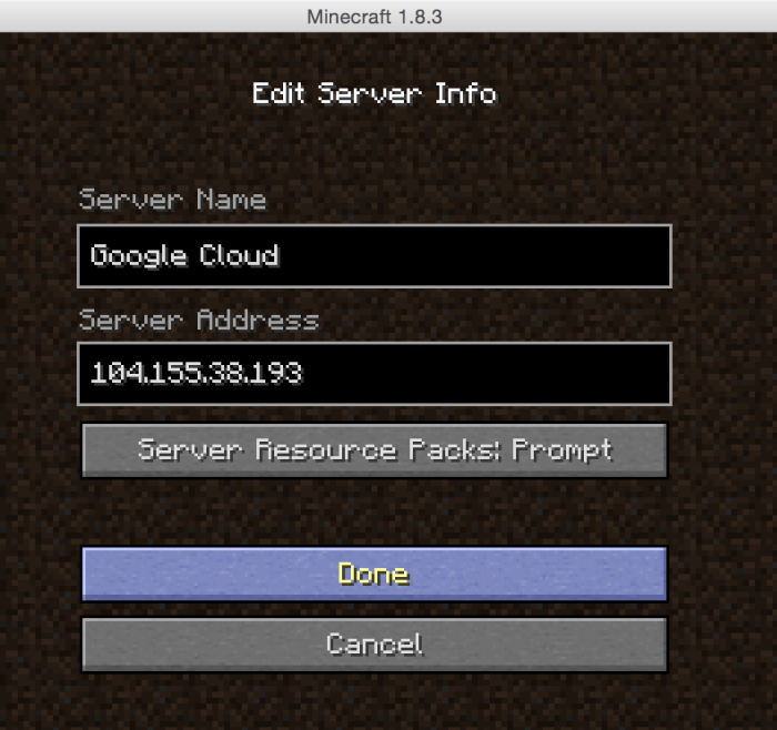 Cloud craft server ip